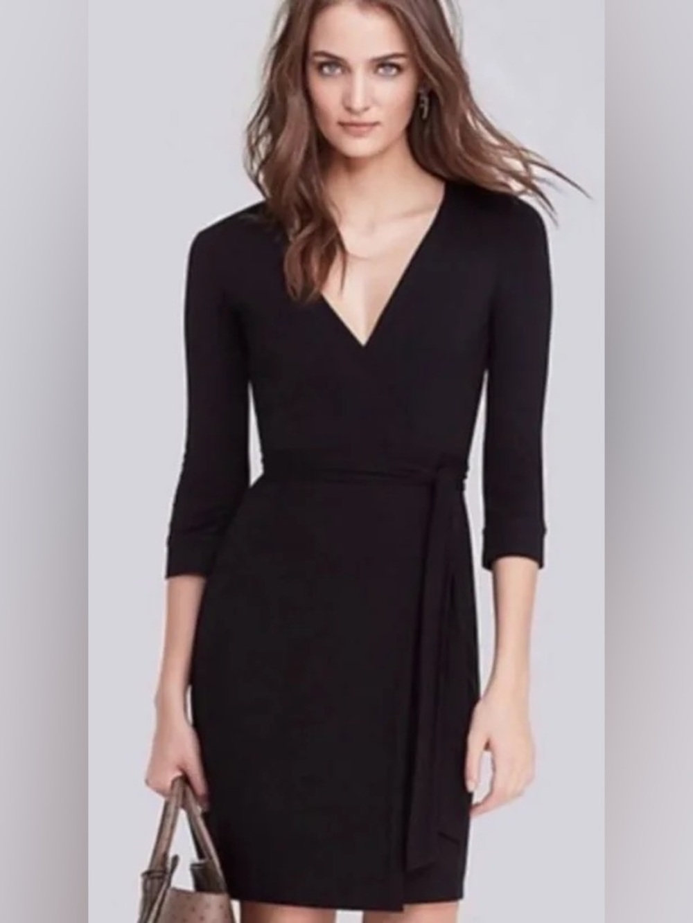 Diane Von Furstenberg Black Long-Sleeve Wrap Dress